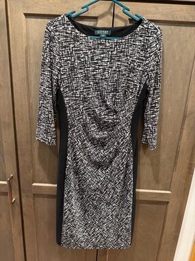 Lauren Ralph Lauren Black and White Textured Sheath Dress